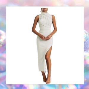 MIROL Women's White Sleeveless Bodycon Maxi Dress Size Small NWT